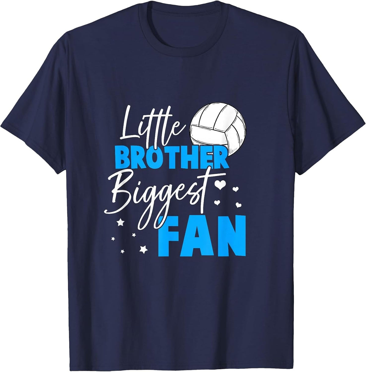 Volleyball Little Brother Biggest Fan Volleyball Sister T-Shirt - Navy Blue