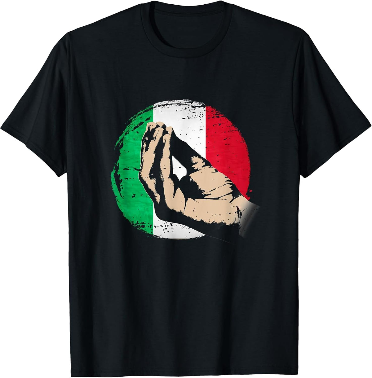 Pinched Finger Humor Italy Flag Funny Italian Hand Gesture T-Shirt - Black