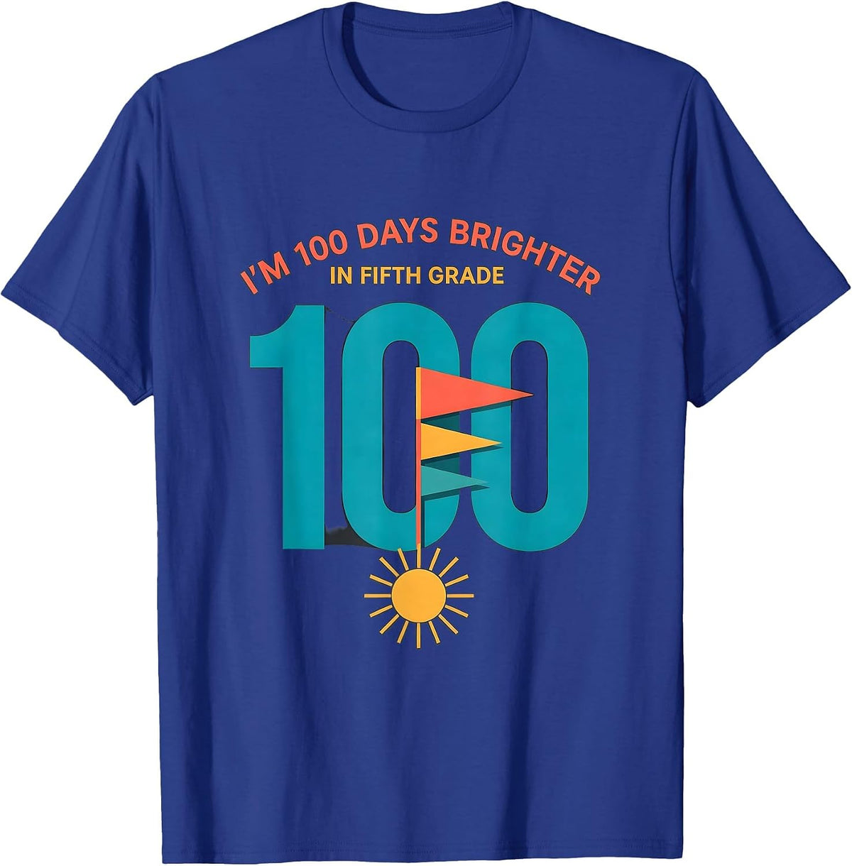 Men's I'm 100 Days Brighter In Fifth Grade Retro 100th Day T-Shirt - Royal Blue