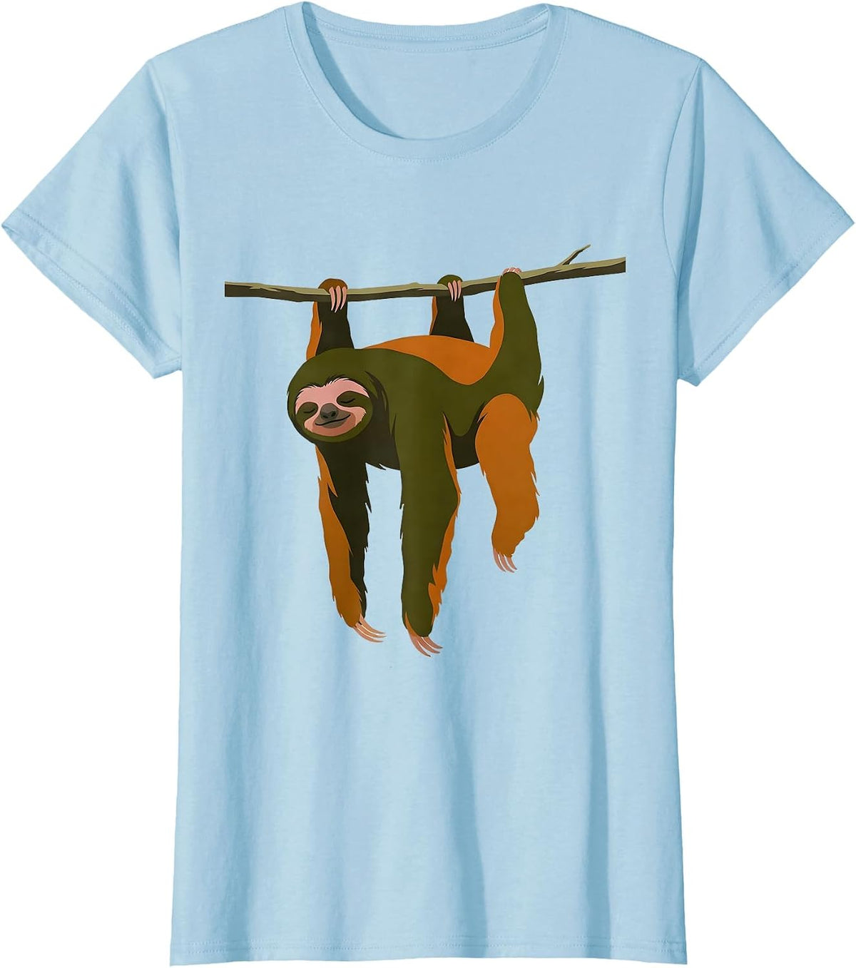 Sloth Hanging Relaxed Funny Animal Lover Gift T-Shirt - Baby Blue