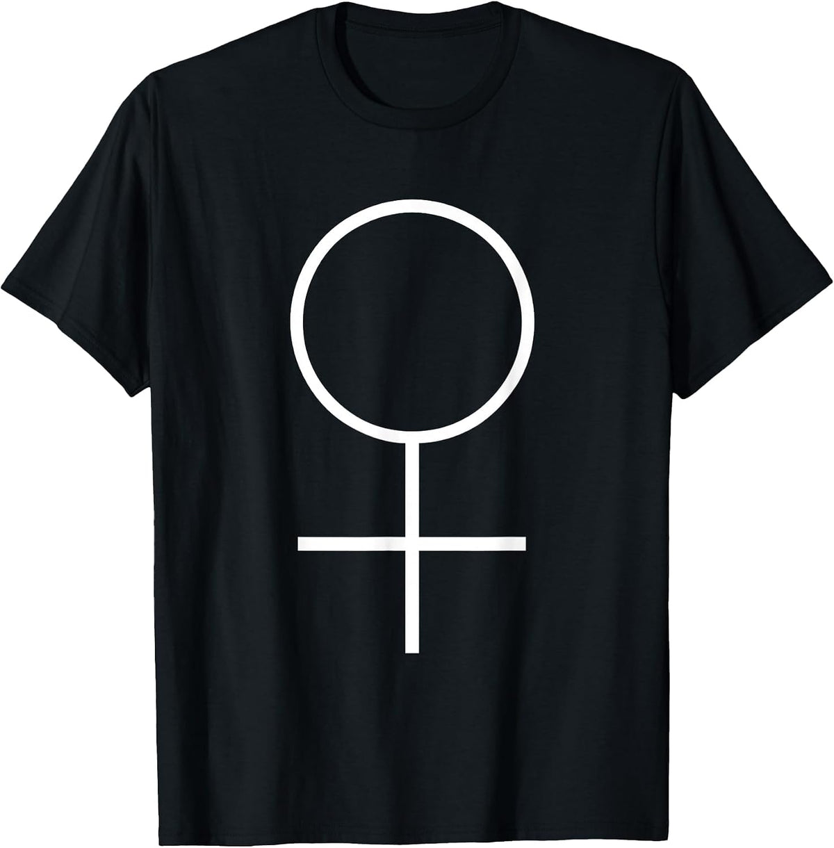 Planet Venus Logo Astrology Symbol White T-Shirt - Black
