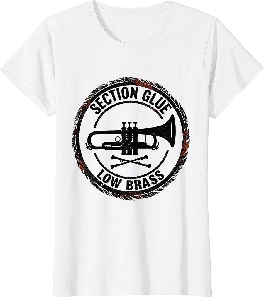 Women's Section Glue Low Brass Funny Trombone Musician Band T-Shirt - White