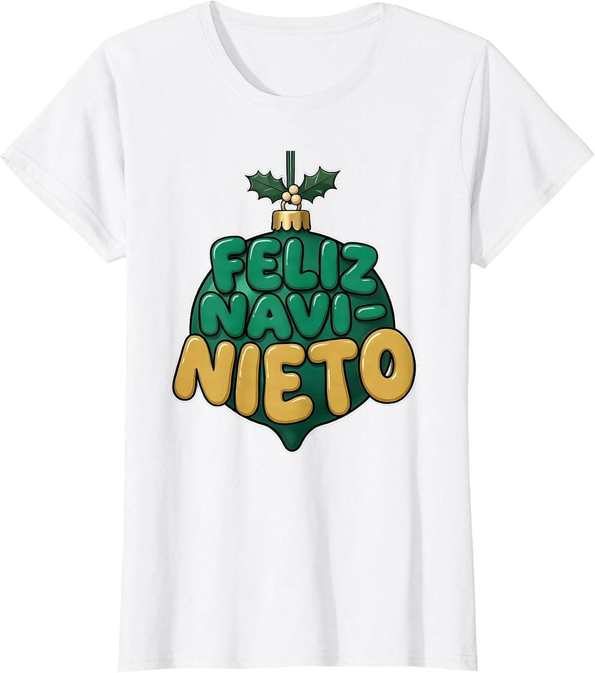 Feliz Navi-Nieto Bold Spanish Christmas Family Humor T-Shirt - White