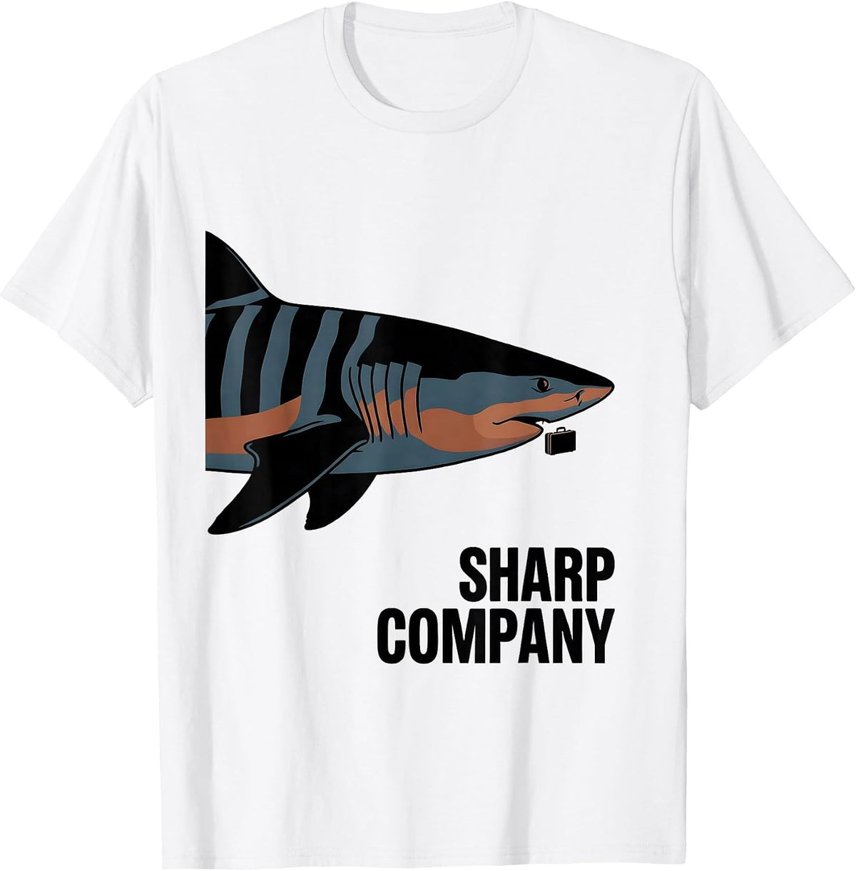 Men's Sharp Company Calm Tiger Shark Marine Biology Ocean Wildlife T-Shirt - White
