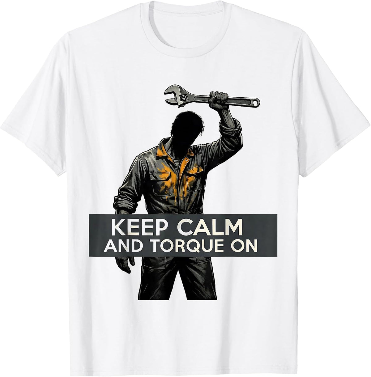 Men's Keep Calm and Torque On Mechanic Design T-Shirt - White