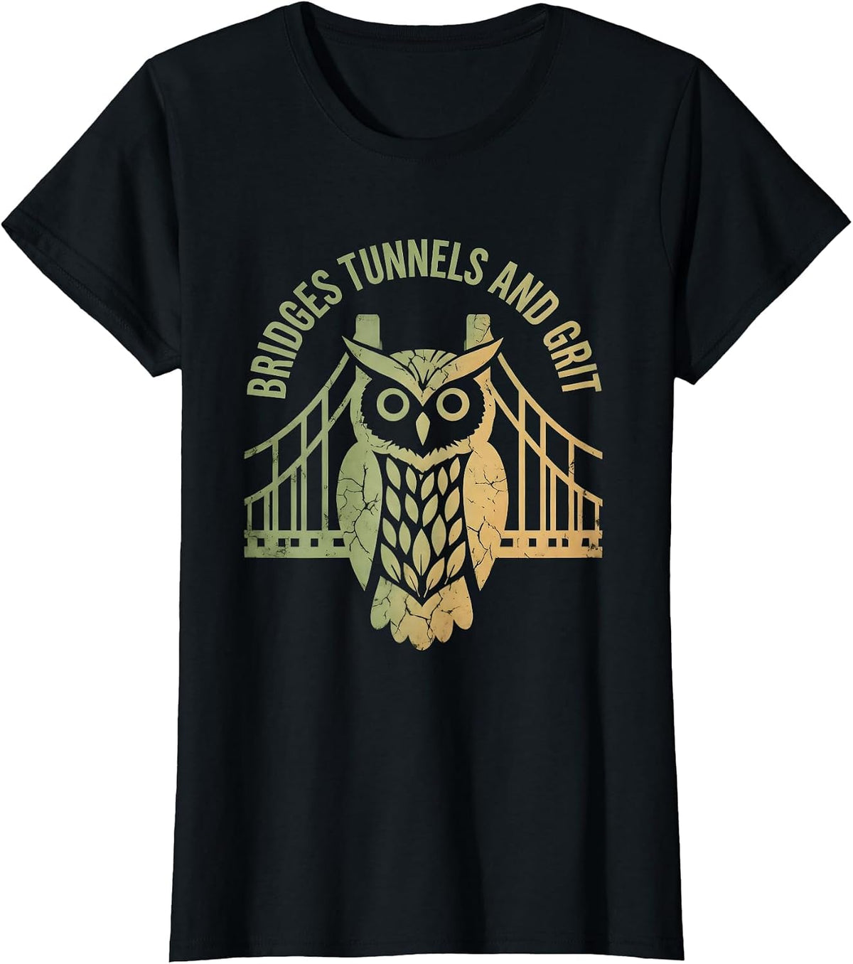 Bridges Tunnels and Grit New York Design T-Shirt - Black