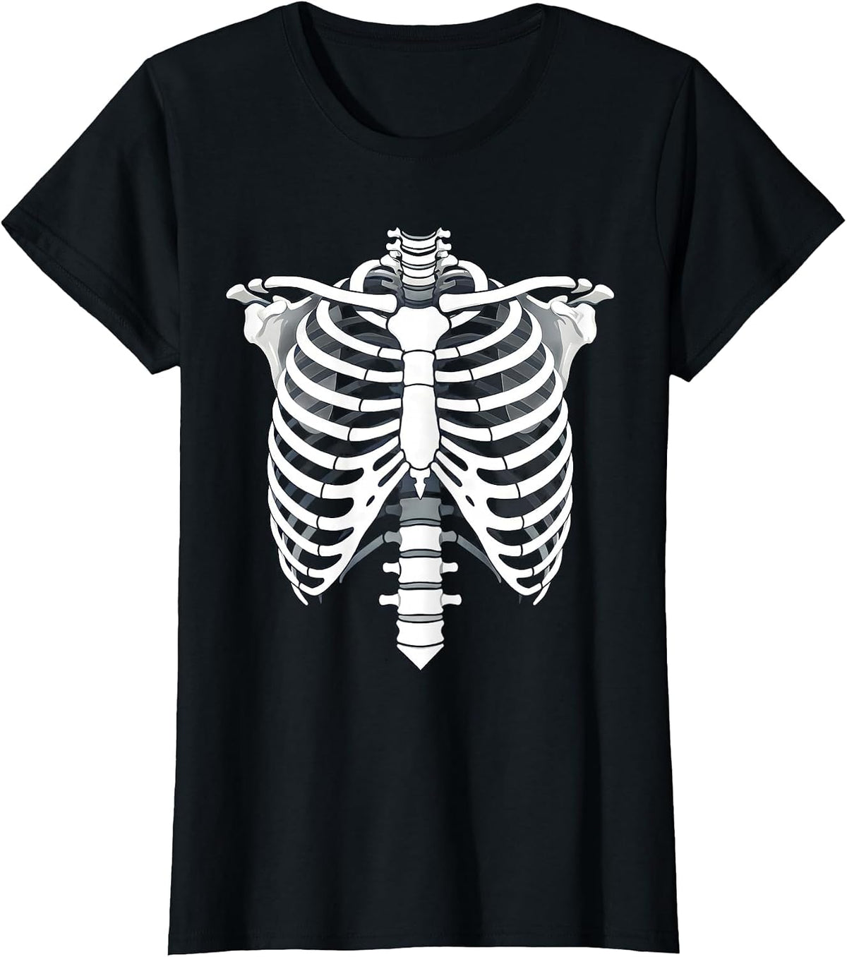 Glowing X-Ray Ribcage Radiology Art Design T-Shirt - Black