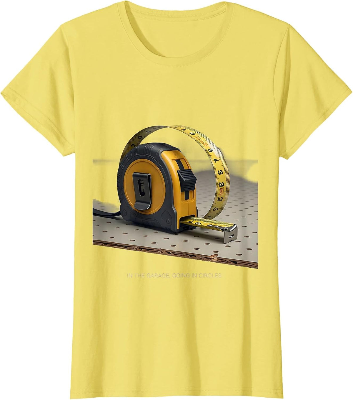 In The Garage Going In Circles Editorial Conceptual Mechanic T-Shirt - Lemon Yellow