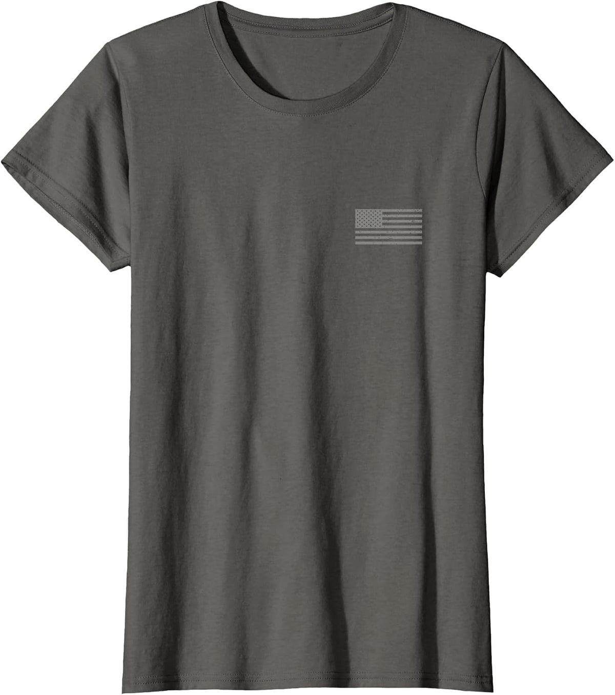 Patriotic Distressed American Flag Left Chest T-Shirt USA T-Shirt - Asphalt Grey
