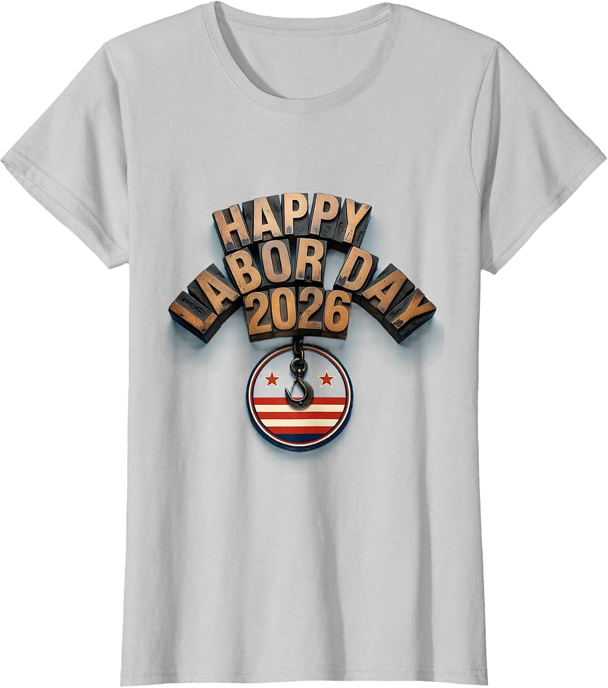 Happy Labor Day 2026 Patriotic Union Pride Messy Bun Mom T-Shirt - Silver Grey