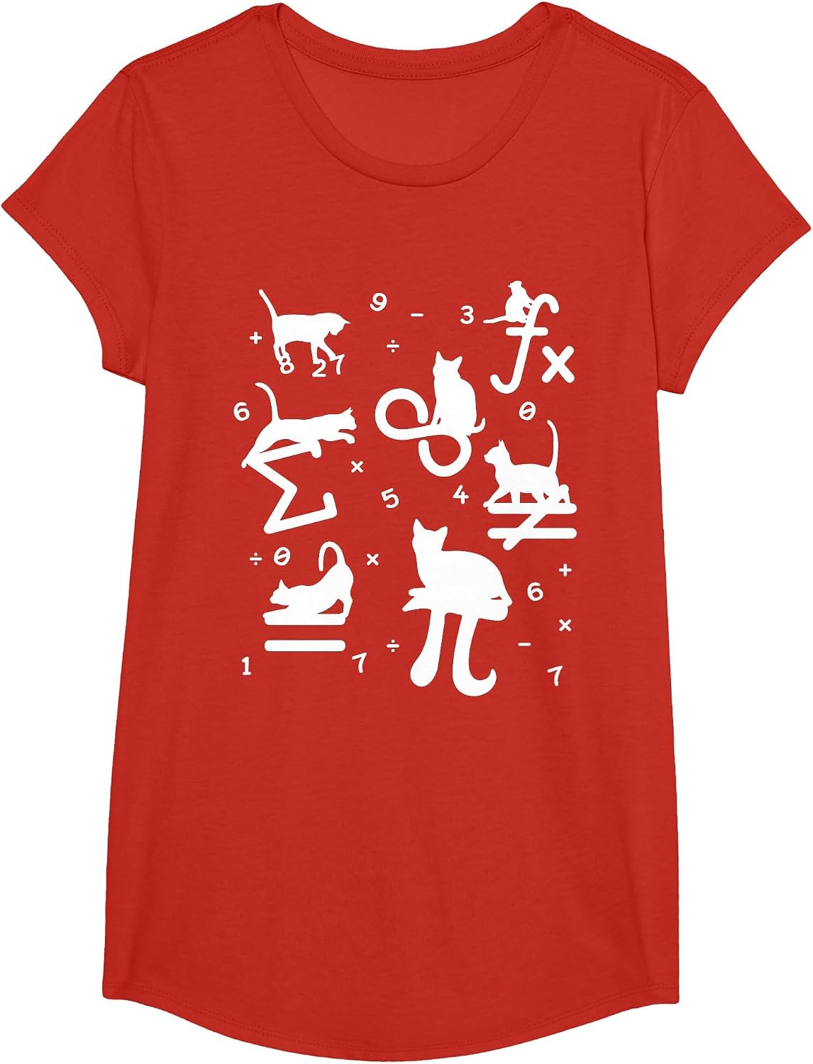 Math Teachers Outfit for Mathematician Mathematics Cat Math T-Shirt - Girls Red