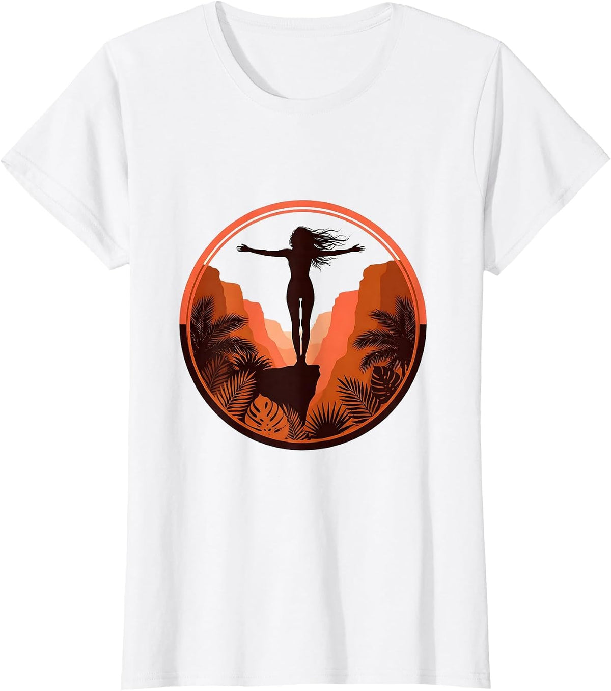 Aloha Spirit Cliff Edge Freedom Illustration T-Shirt - White