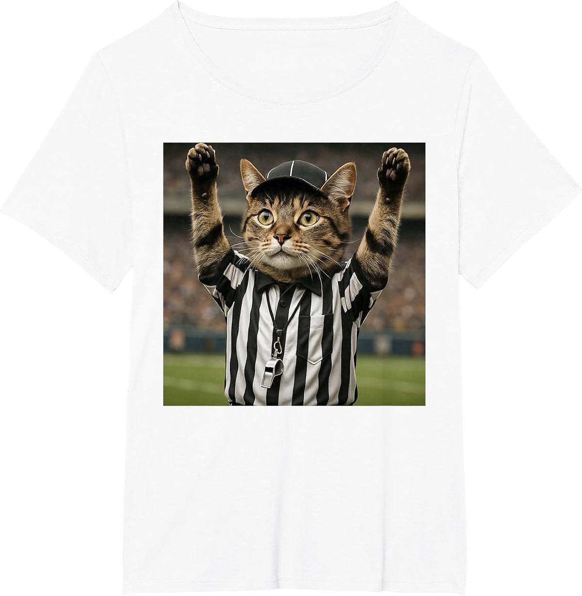 Funny Cat Referee Football Sports Meme T-Shirt - White