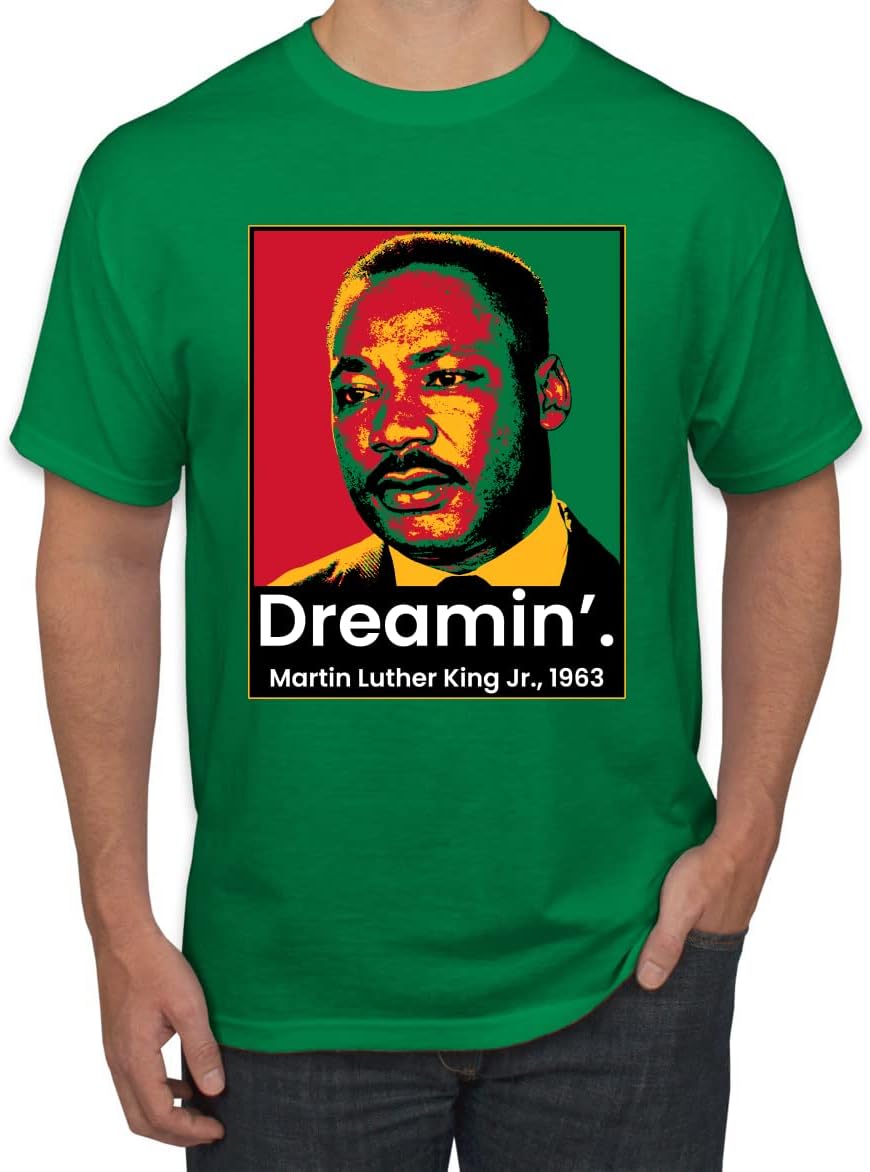 Dreamin Martin Luther King Jr 1963 Black Pride Men's Graphic T-Shirt, Kelly, Large - As Pictured
