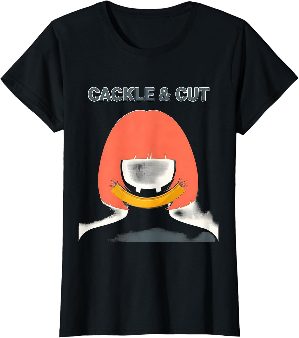 Women's Cackle & Cut Funny Skeleton Hairstylist Halloween Barber T-Shirt - Black