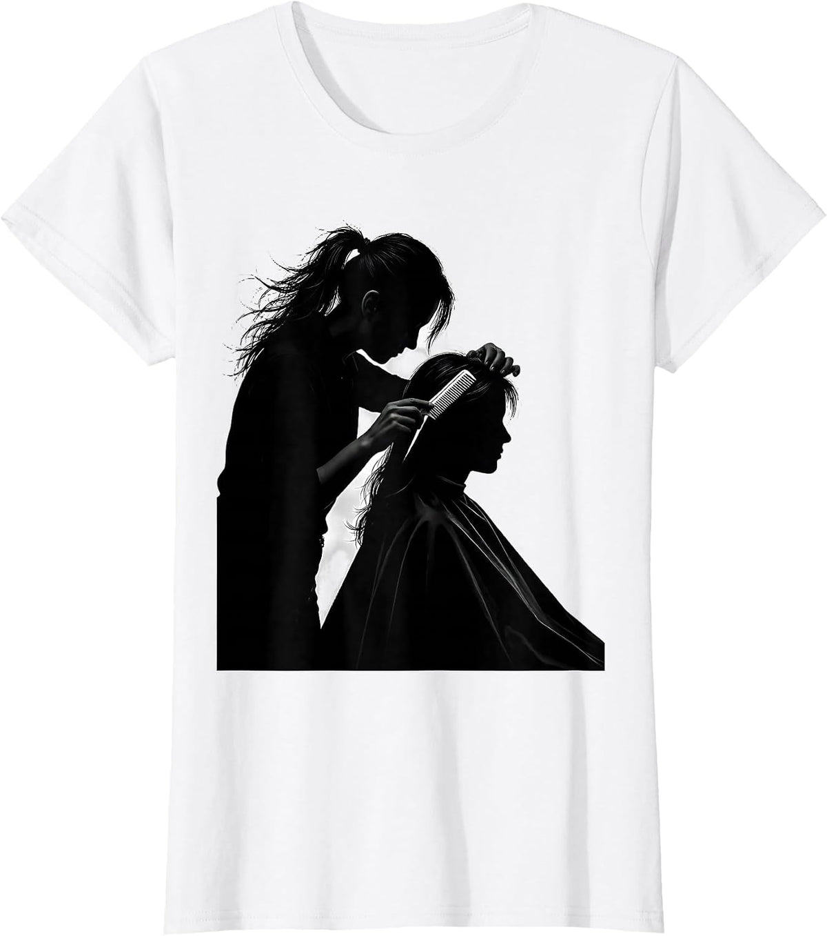 Women's Silhouette Barber Gift Hair Stylist Humor T-Shirt - White