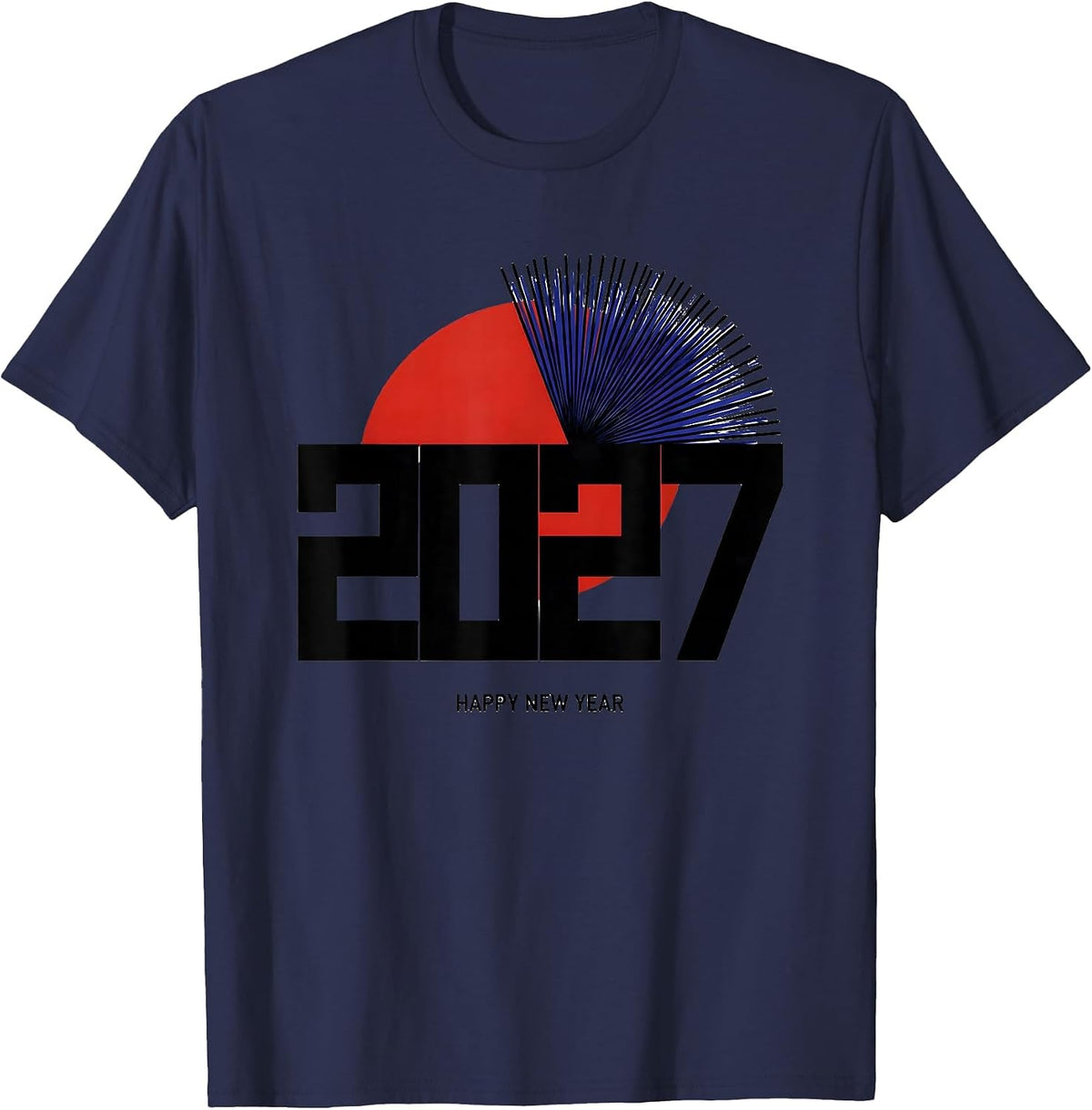 Happy New Year 2027 Bauhaus Modernist Party Host Family T-Shirt - Navy Blue