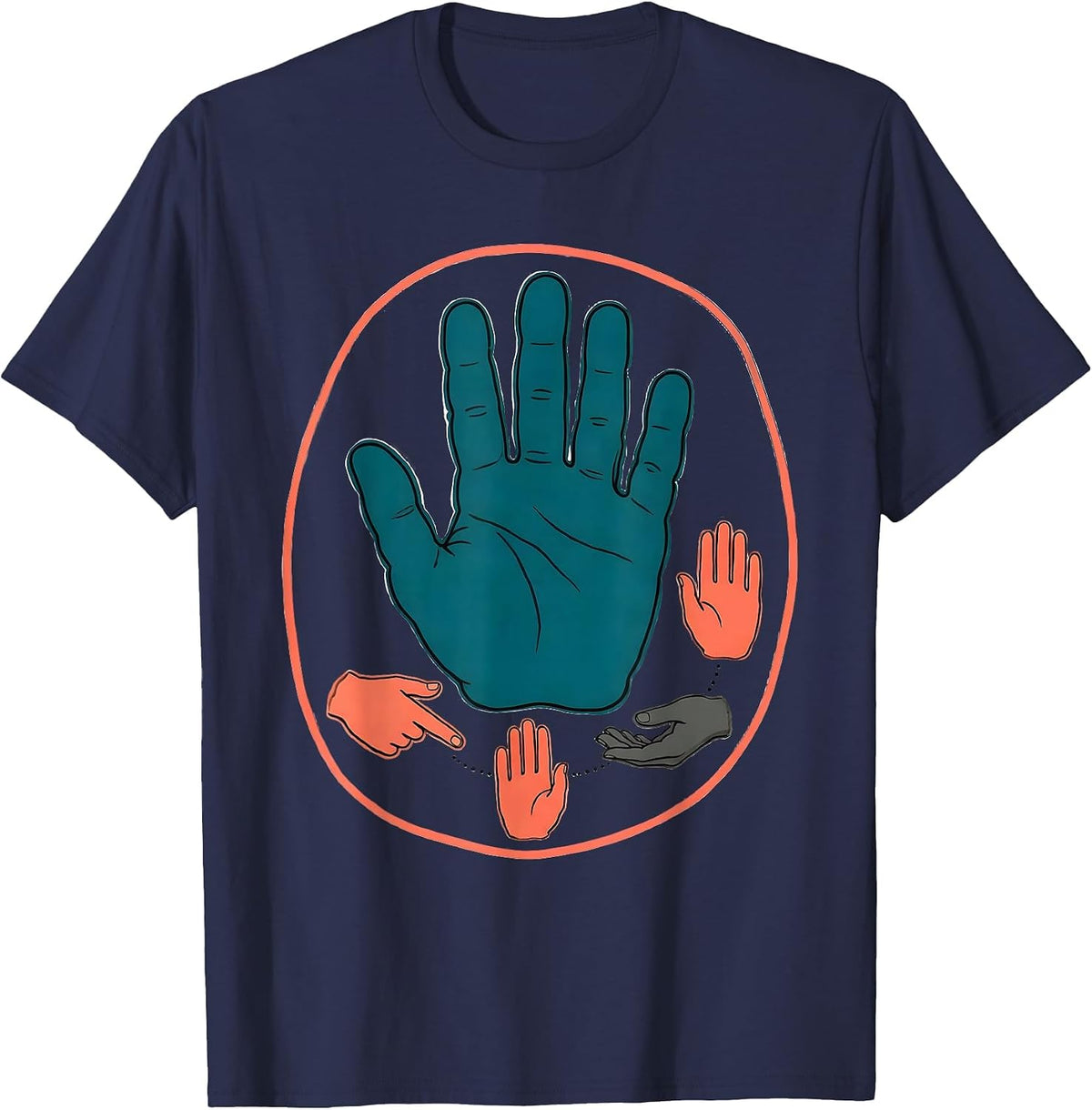 Hand Gestures Inclusion Teacher Special Education Advocacy T-Shirt - Navy Blue