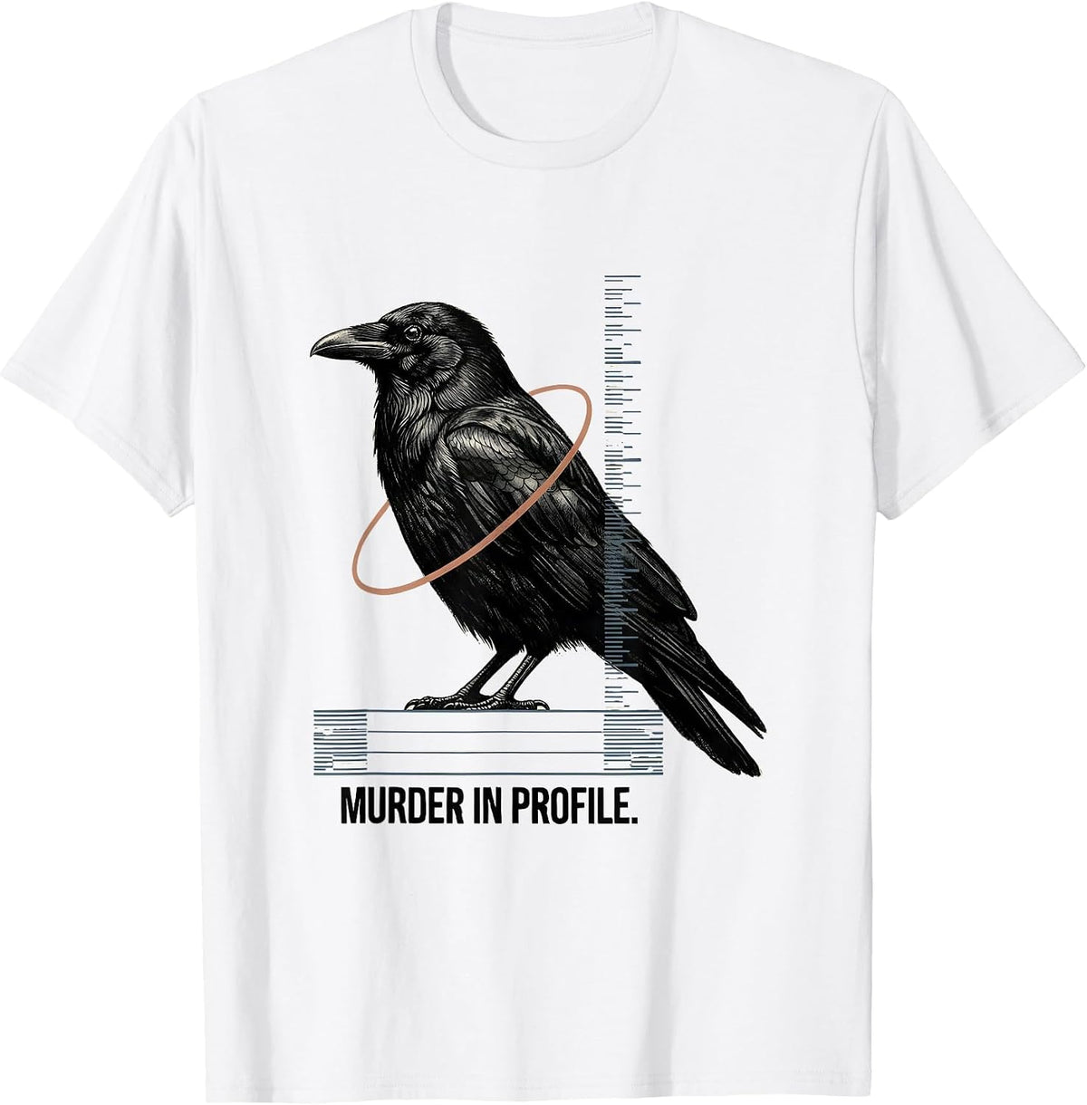 Men's Murder In Profile Gothic Crow Raven Humor Literary Pun T-Shirt - White
