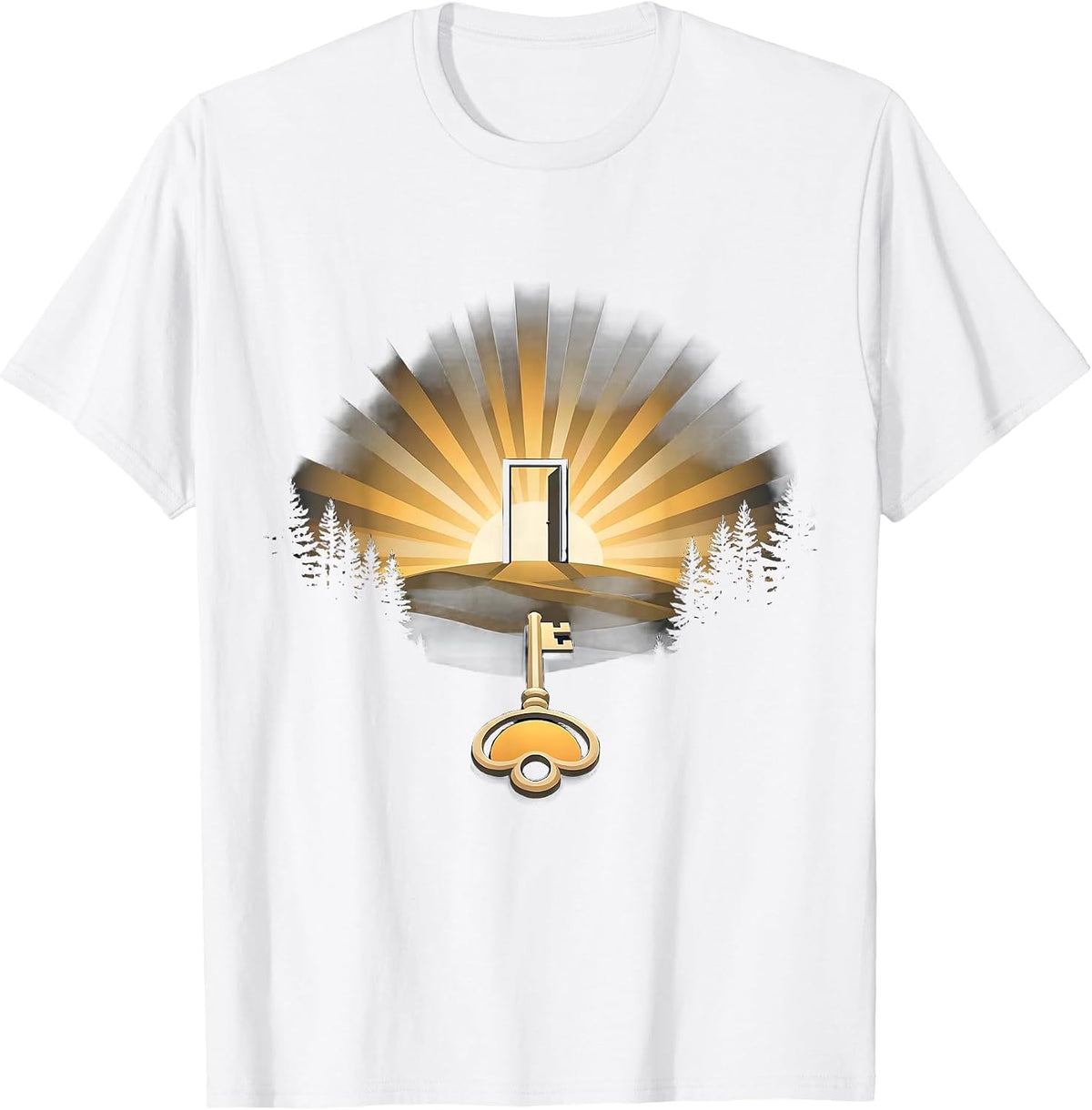 Suicide Awareness Key Unlocking Glowing Door Design T-Shirt - White