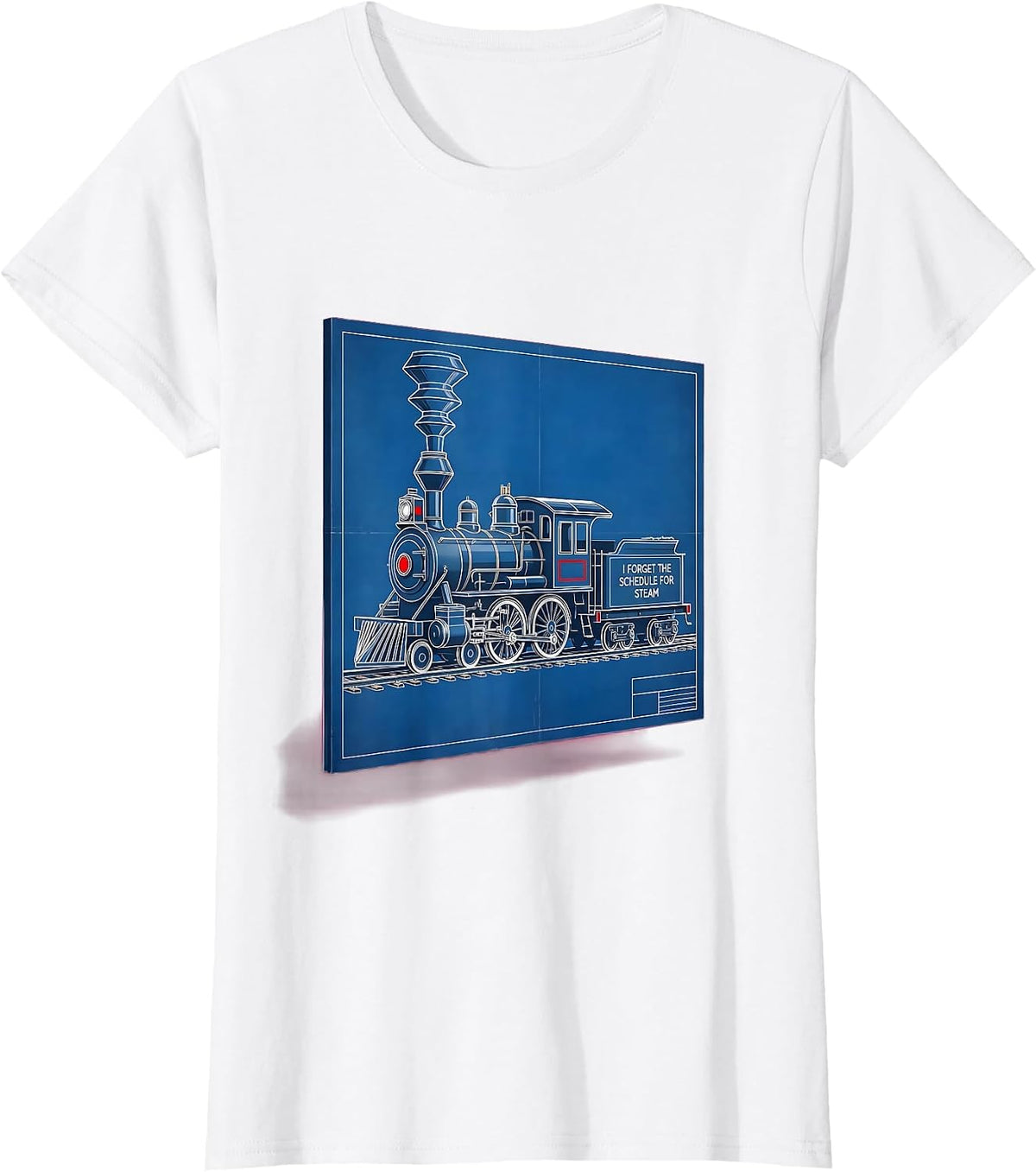 I Forget The Schedule For Steam Technical Blueprint Train T-Shirt - White