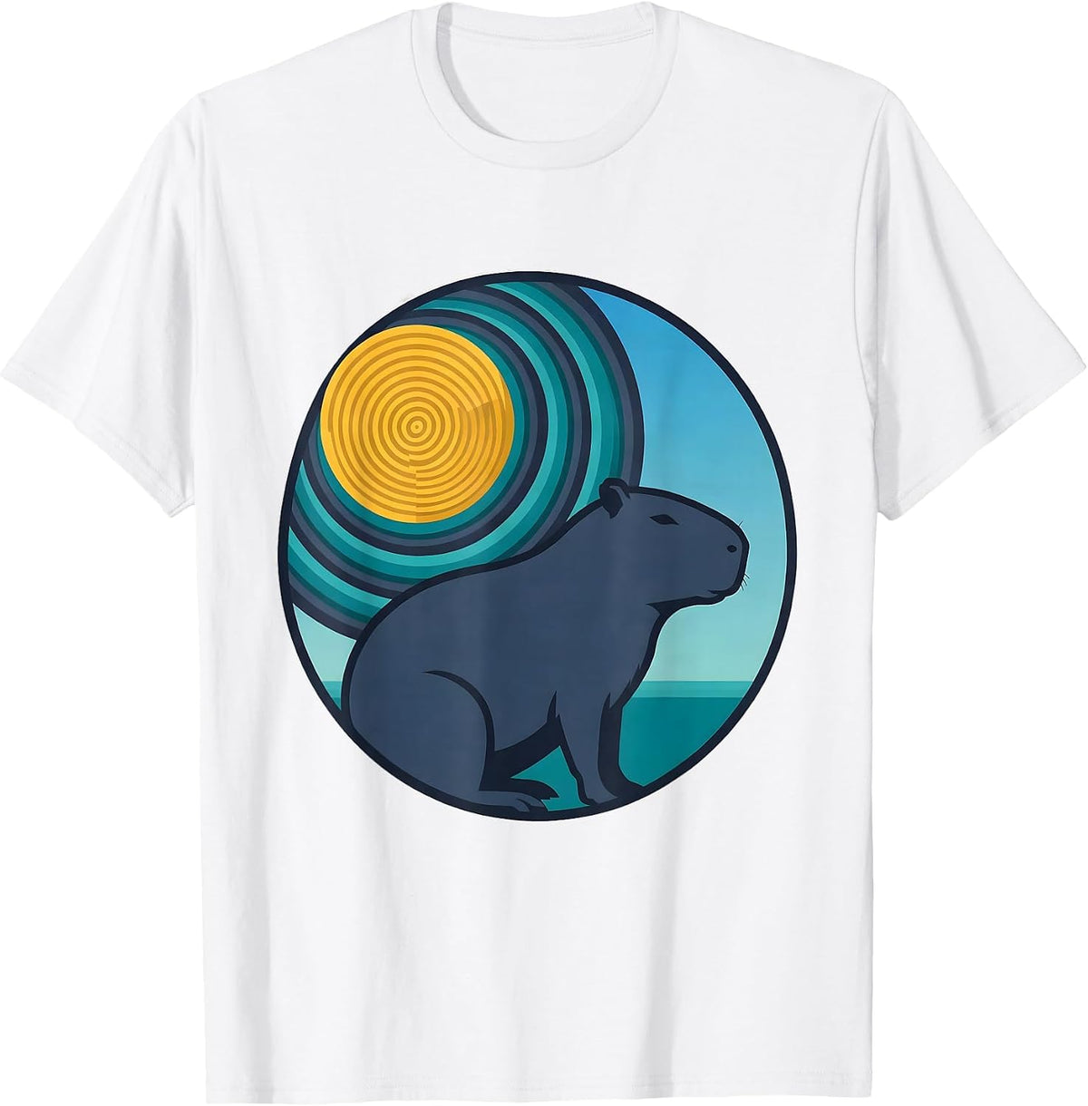 Capybara Starry Night Van Gogh Parody Animal Lover T-Shirt - White