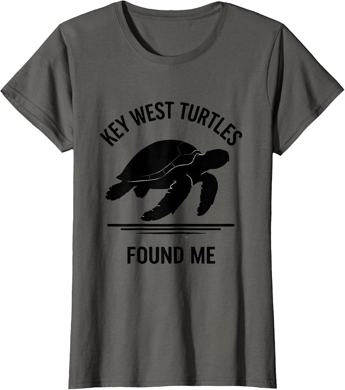 Women's Key West Turtles Found Me Silhouette Sea Turtle Lover Beach T-Shirt - Asphalt Grey