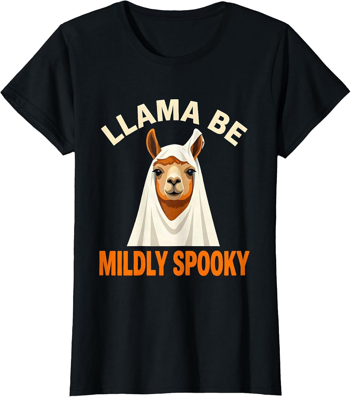 Women's Llama Be Mildly Spooky Costume Funny Llama Lover Halloween T-Shirt - Black