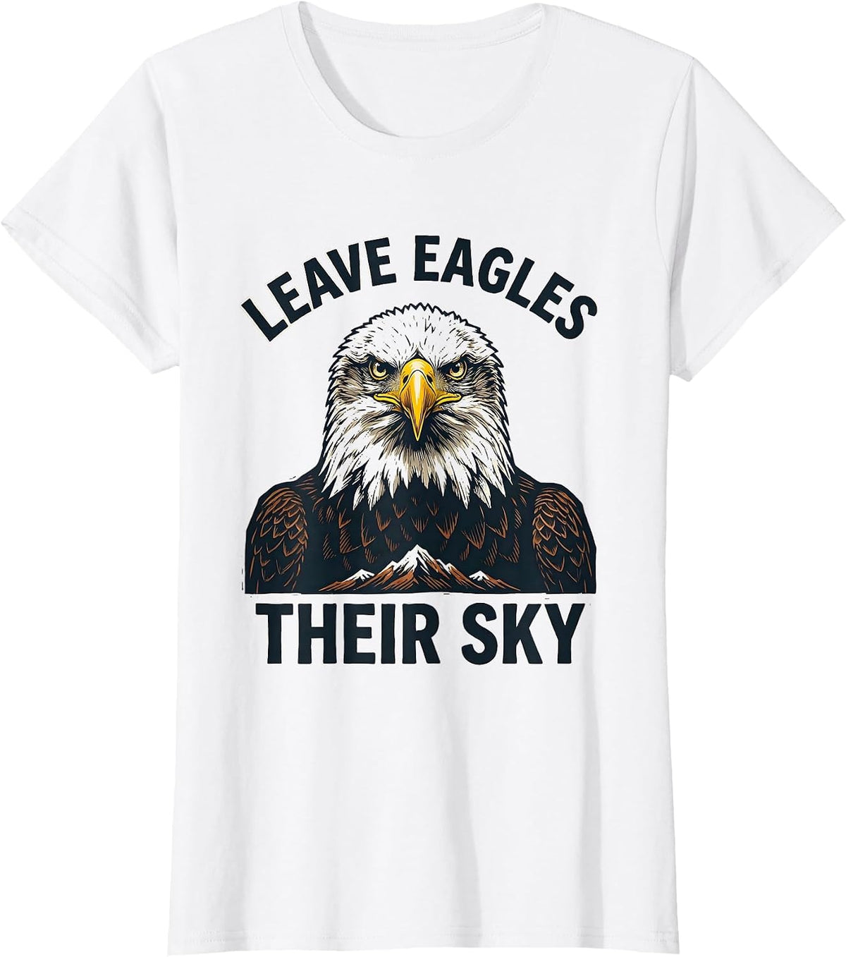 Leave Eagles Their Sky Linocut Eagle Wildlife Conservation T-Shirt - White
