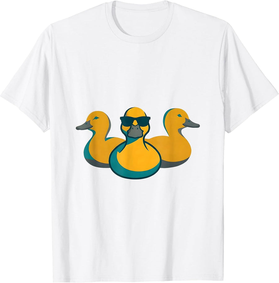 Men's Sunglasses Duck Flat Vector Funny Animal Lover Gift T-Shirt - White
