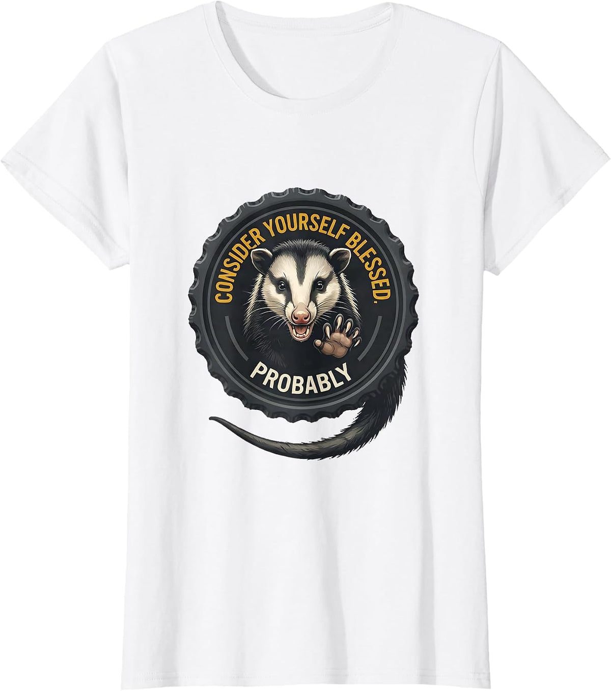 Consider Yourself Blessed Probably Funny Opossum Meme Possum T-Shirt - White