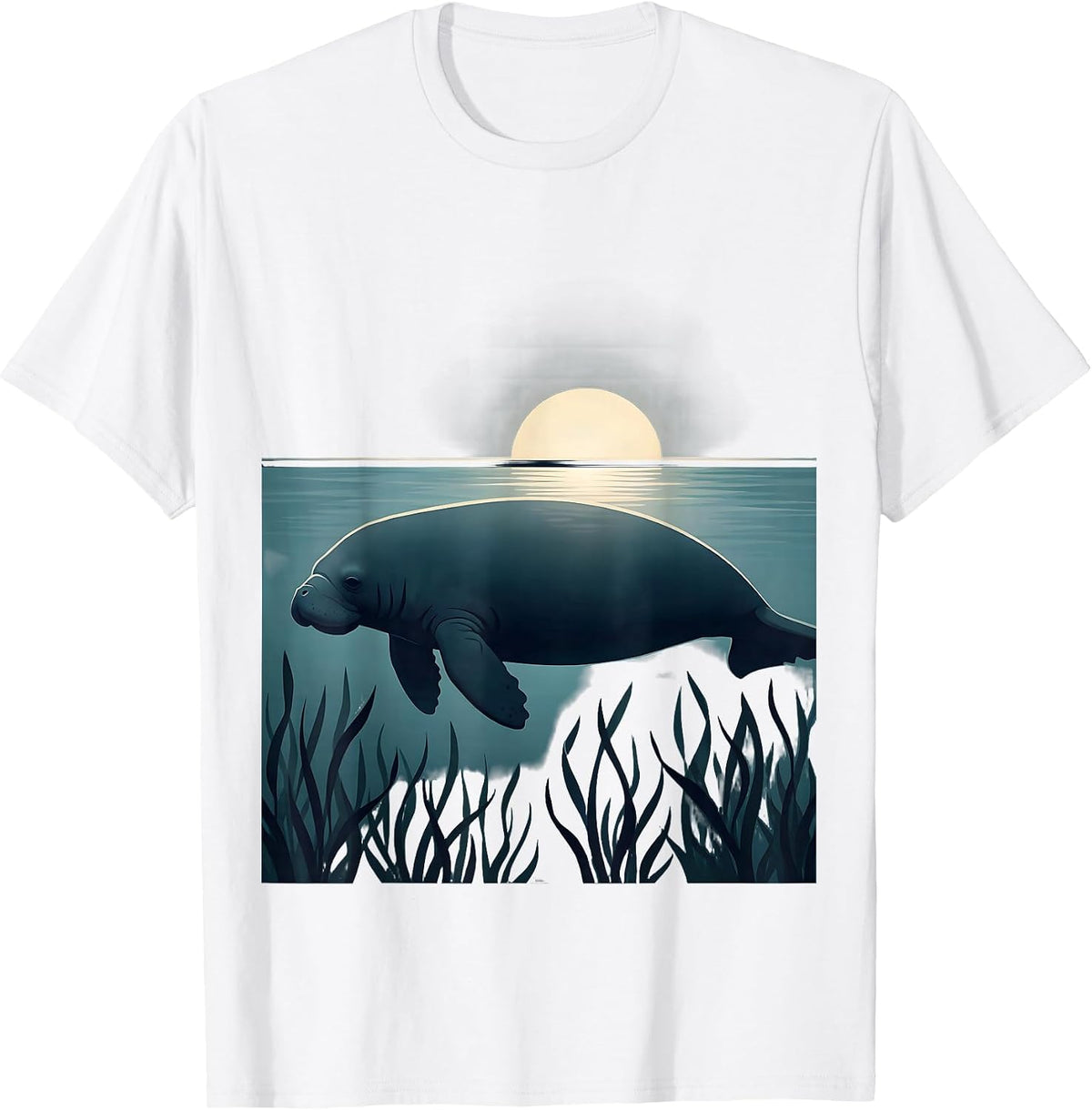 Men's Gulf of America Manatee Underwater Illustration T-Shirt - White