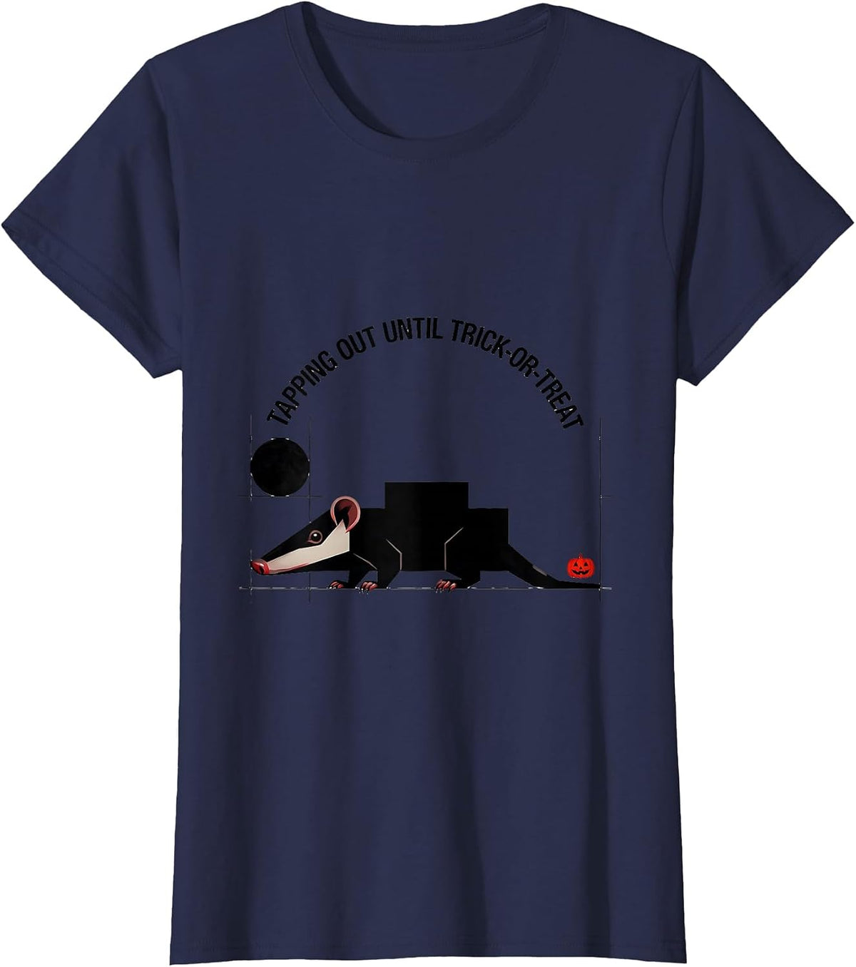 Women's Tapping Out Until Trick-Or-Treat Vintage Opossum Halloween T-Shirt - Navy Blue