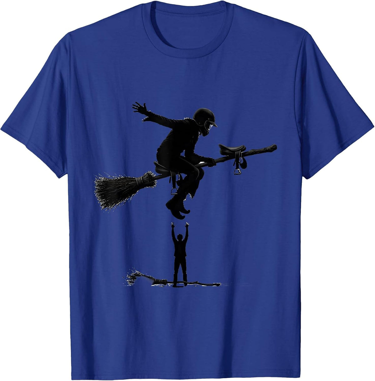 Men's Flying Broom Firefighter Halloween Occupation Humor T-Shirt - Royal Blue