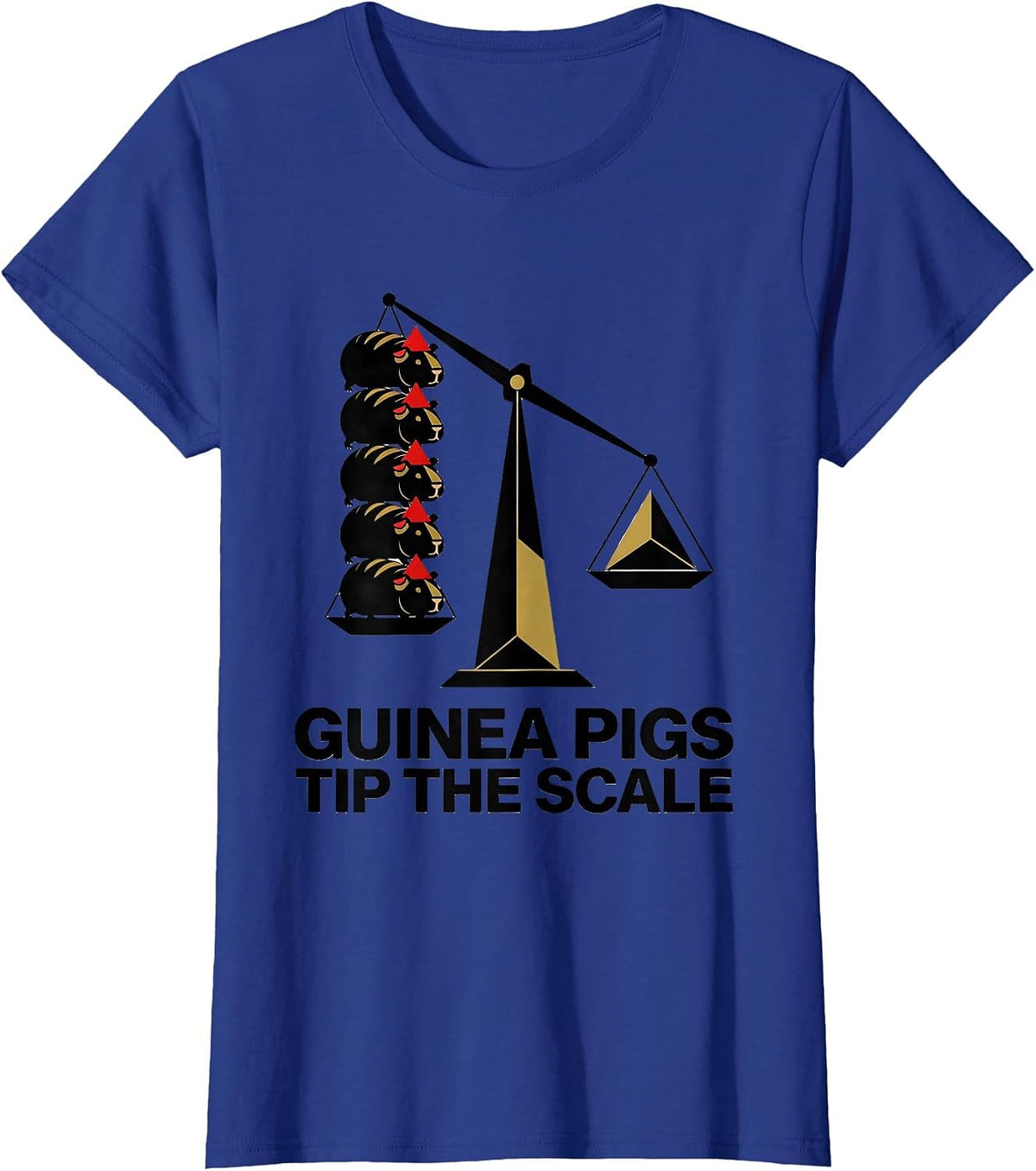Women's Guinea Pigs Tip The Scale Geometric Guinea Pig Christmas T-Shirt - Royal Blue
