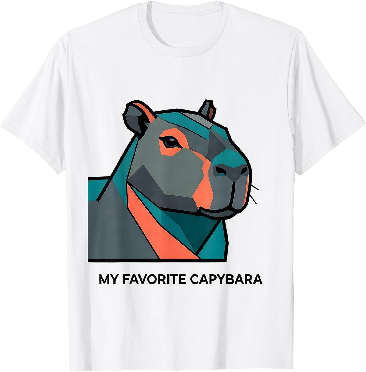 Men's My Favorite Capybara Flat Vector Animal Art Portrait T-Shirt - White