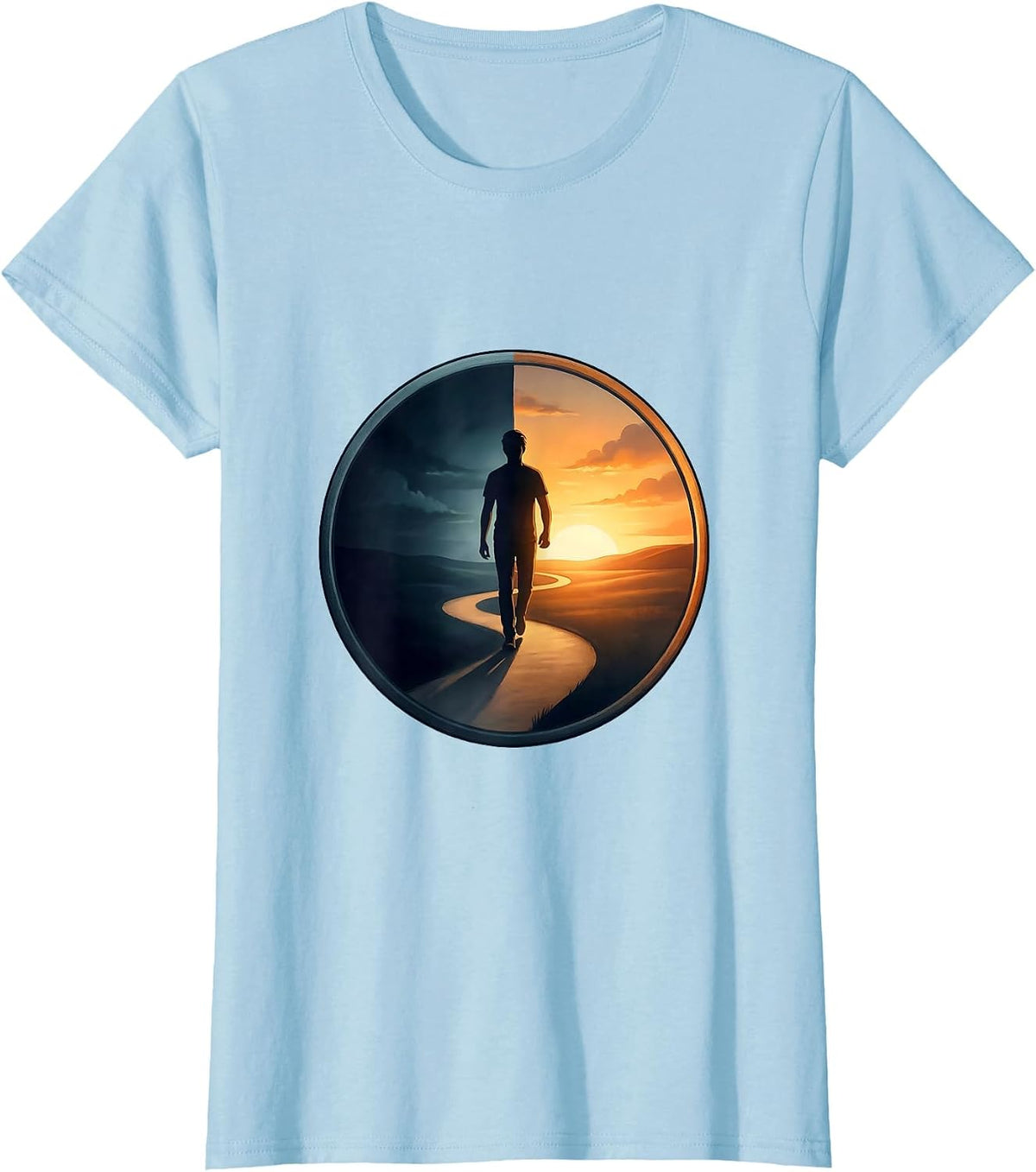 Suicide Prevention Stepping Into the Light Design T-Shirt - Baby Blue