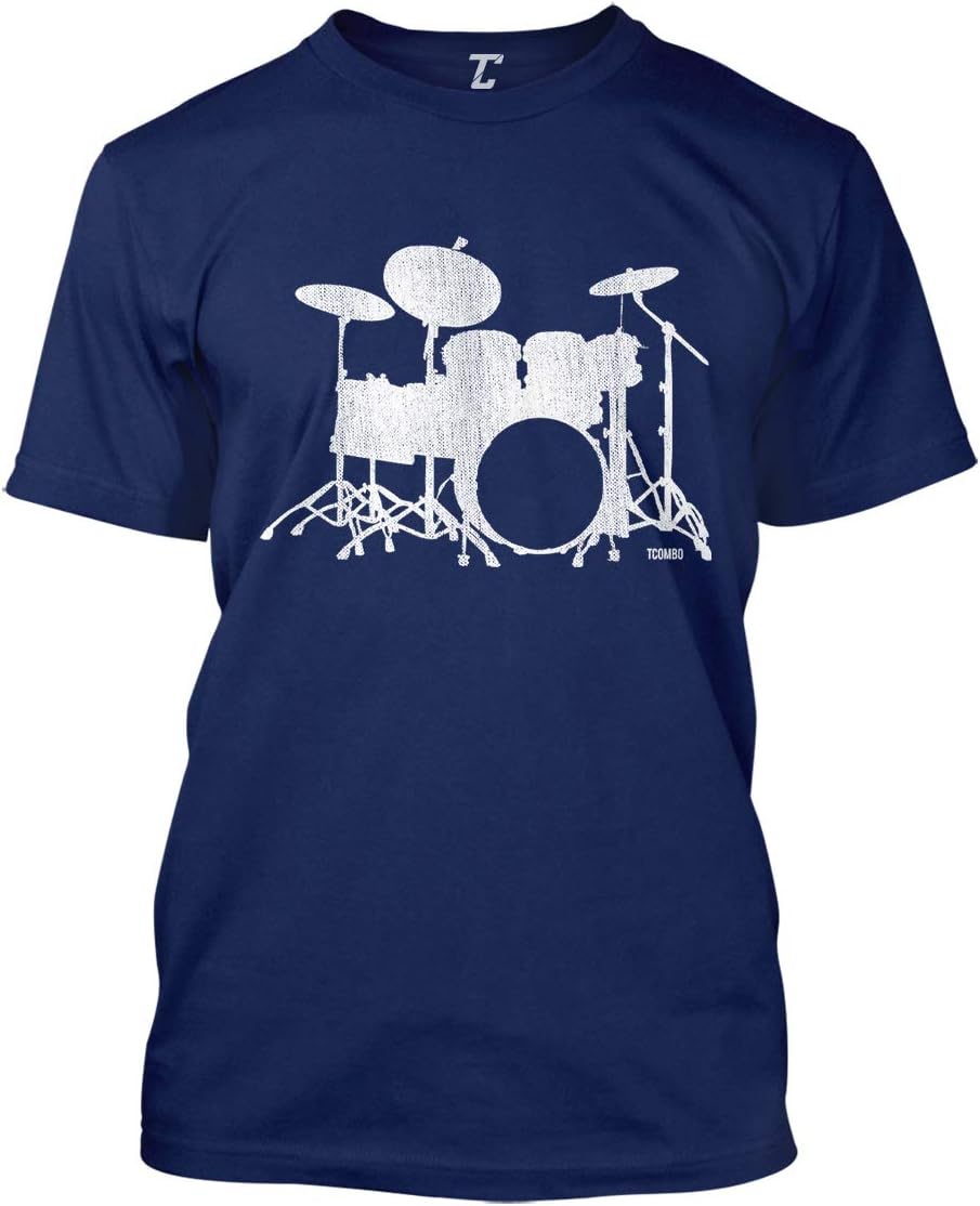 Drumset Silhouette - Drummer Musician Men's T-Shirt - Navy