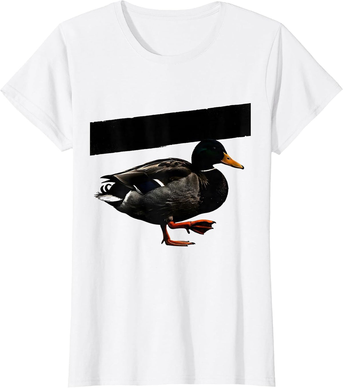 Duck Silhouette Stencil Graphic Novelty Humor Gift T-Shirt - White