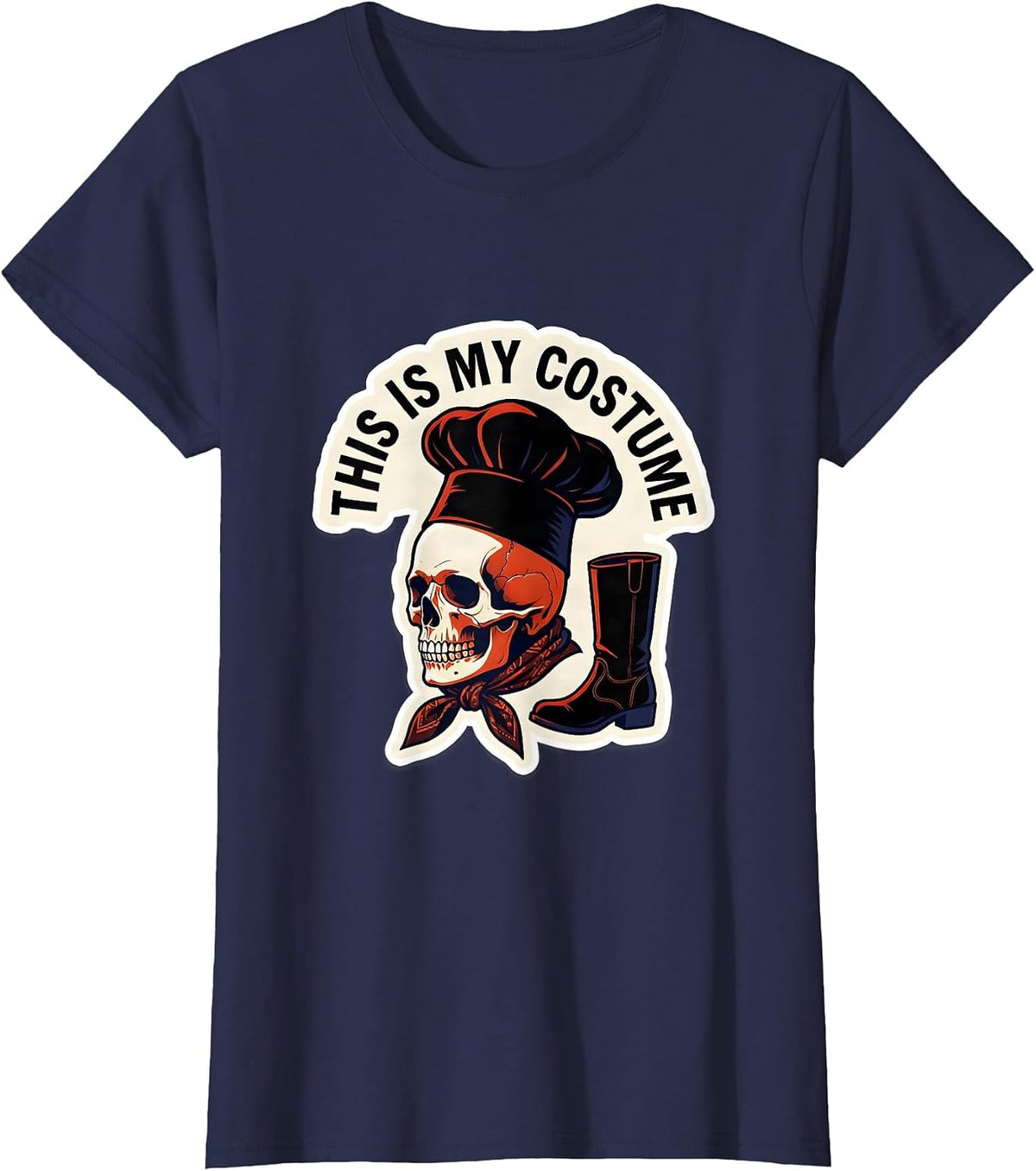 Women's This Is My Costume Funny Skeleton Chef Halloween Costume T-Shirt - Navy Blue