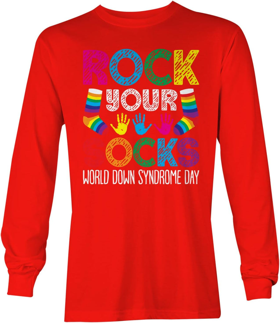 Rock Your Socks World Down Syndrome Day - Unisex Long Sleeve Shirt - Red