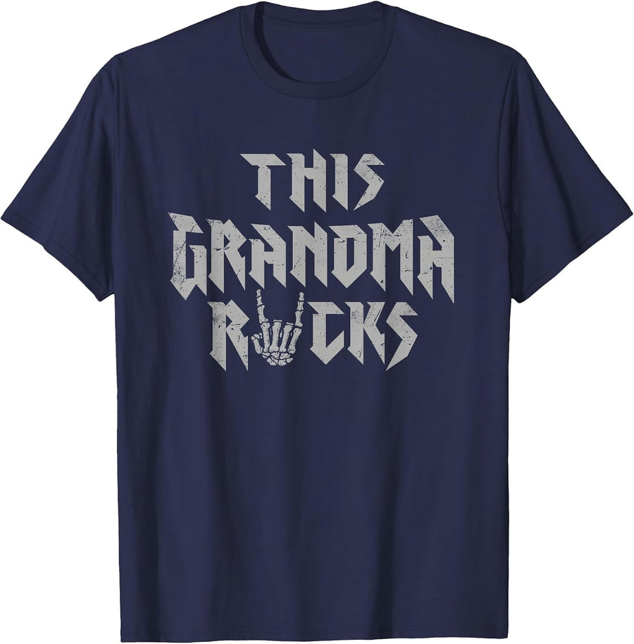 This Grandma Rocks Rock Music Lover Concert T-Shirt - Navy Blue