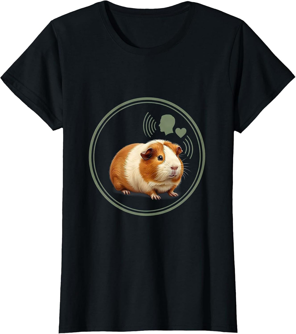 Women's Guinea Pig Emblem Pet Lover Funny Animal Humor T-Shirt - Black