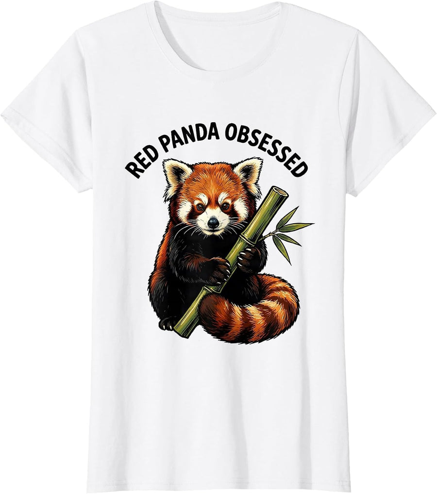 Women's Red Panda Obsessed Funny Cute Panda Lover Animal Humor T-Shirt - White