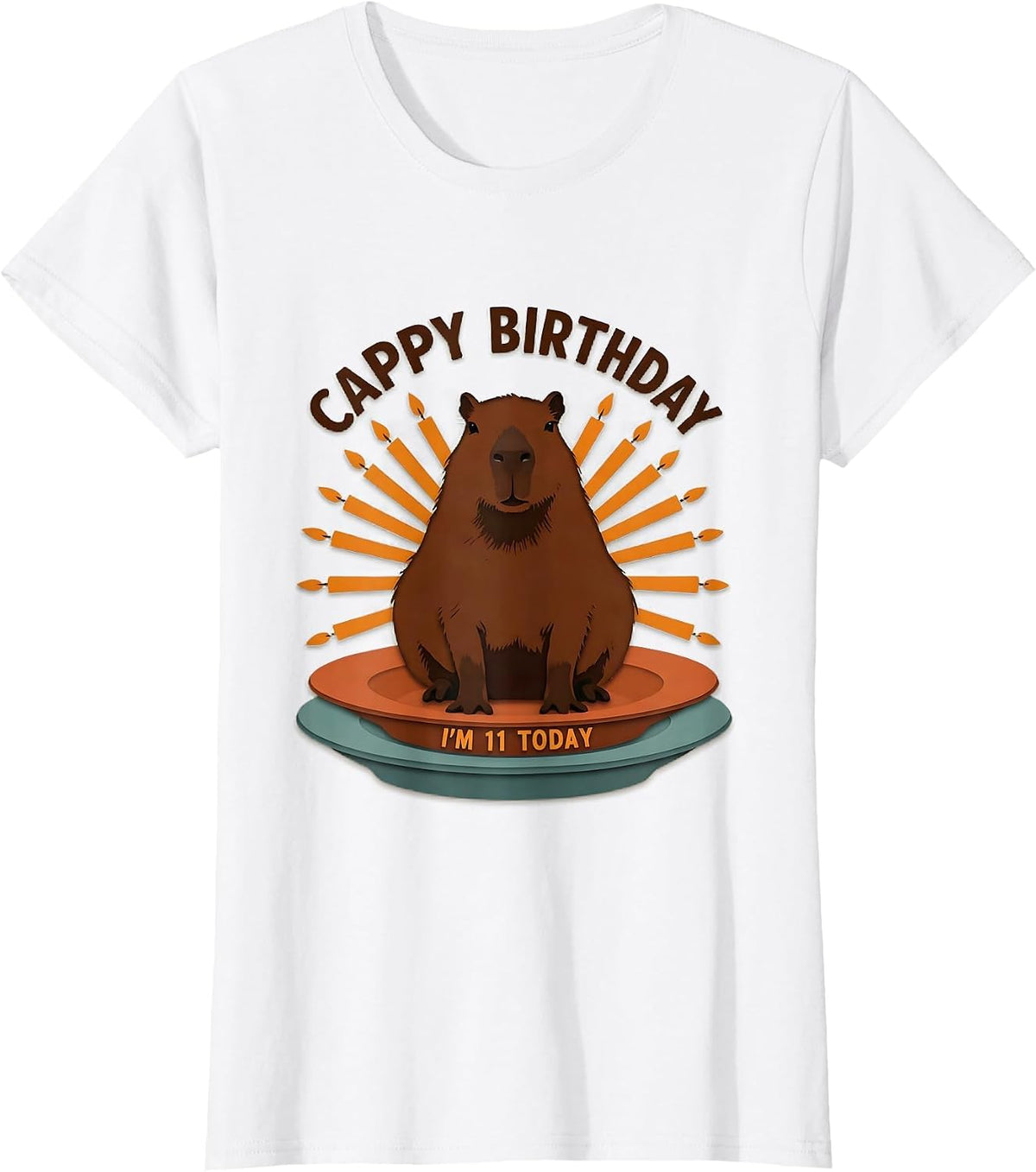Women's Cappy Birthday I'm 11 Today Kawaii Capybara Birthday Gift T-Shirt - White