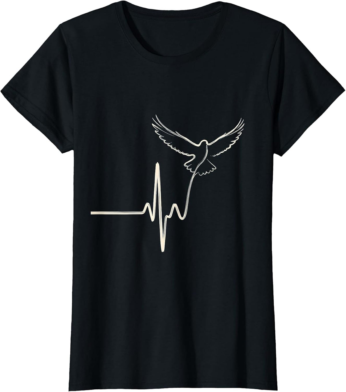 Women's 988 Suicide Prevention Lifeline Heartbeat Bird Flight T-Shirt - Black