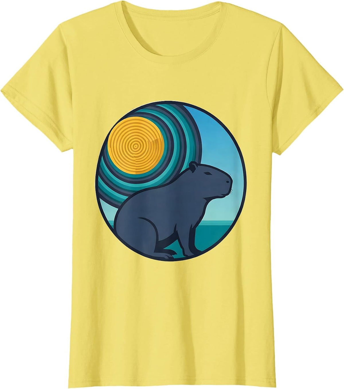 Capybara Starry Night Van Gogh Parody Animal Lover T-Shirt - Lemon Yellow