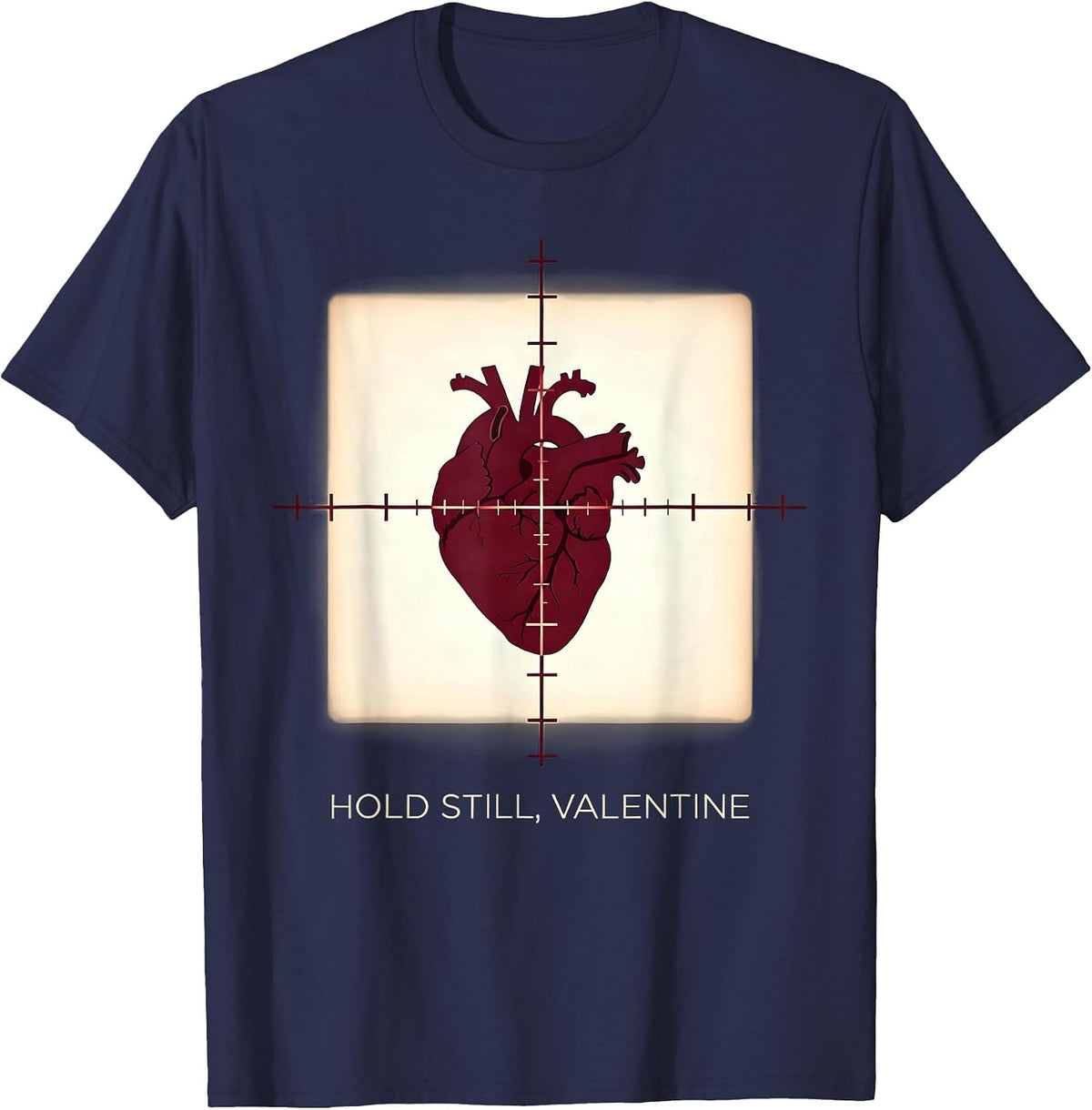 Hold Still Valentine Funny Radiology Tech Skeleton Humor T-Shirt - Navy Blue