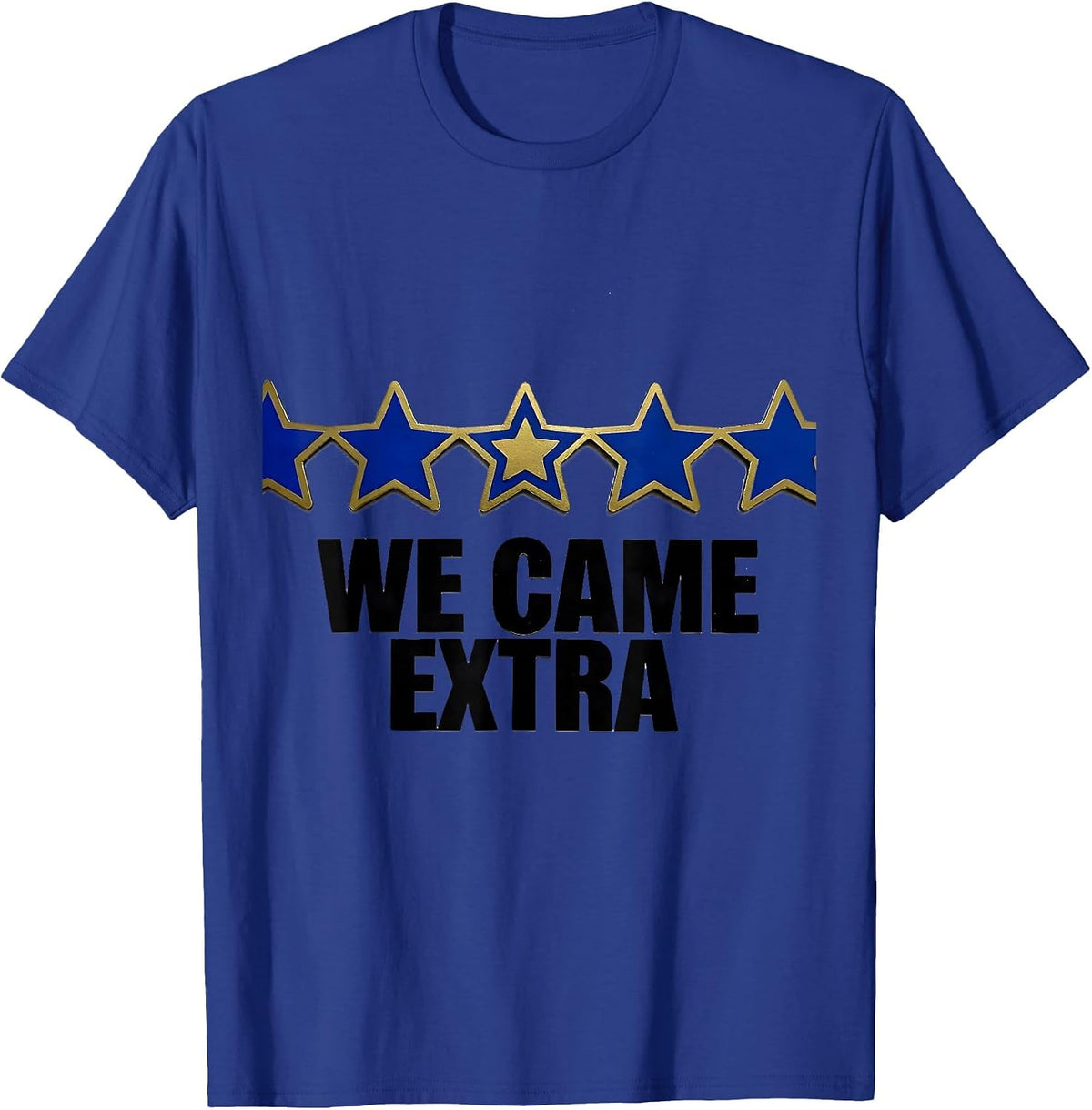 Men's We Came Extra Stencil-Cut Star Badge Down Syndrome Awareness T-Shirt - Royal Blue