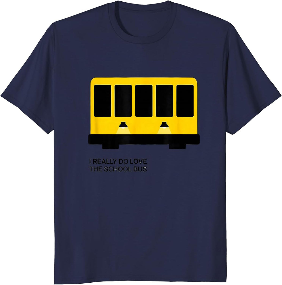 Men's I Really Do Love The School Bus Funny Halloween Costume Bus T-Shirt - Navy Blue